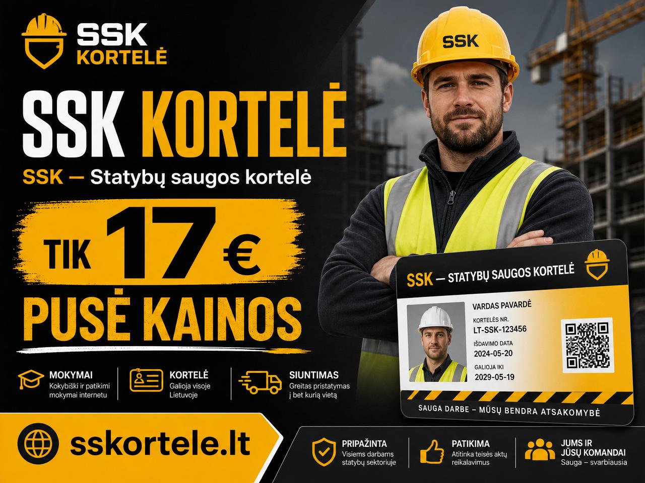 sskortele.lt akcija — SSK kortelė už 17 € su mokymais ir siuntimu